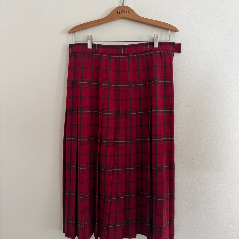 Elegant Red Plaid A-Line Skirt